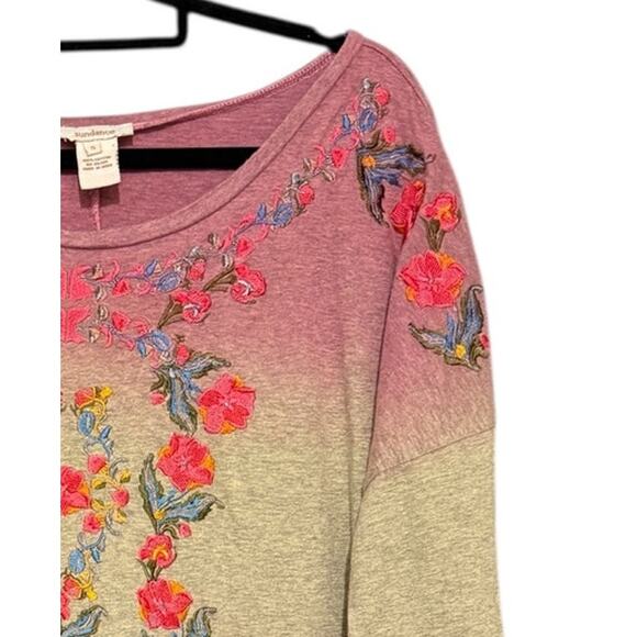 Sundance Long Sleeve Tie Dyed Embroidered Floral T Shirt Small Cotton - Picture 4 of 5